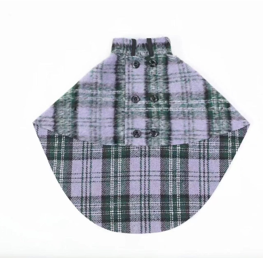 PawsCube high-end pet cape | 30% wool to keep warm without irritating the skin, British plaid pattern for all seasons, perfect for cats and dogs New Year party
